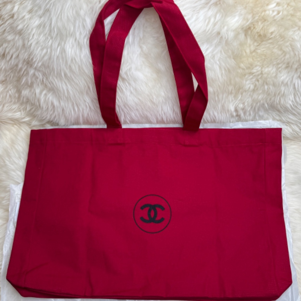 Chanel No1 Red Cotton Shopping Tote